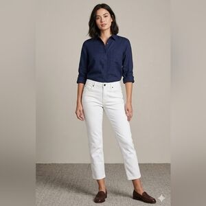 Women's Eddie Bauer Boyfriend Cropped Jeans - White - Size 8 Petite - EUC